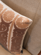 Sadyaska Fantasia Oats Beige Cotton Embroidered 16" X 16" 1 Pcs Cushion Cover
