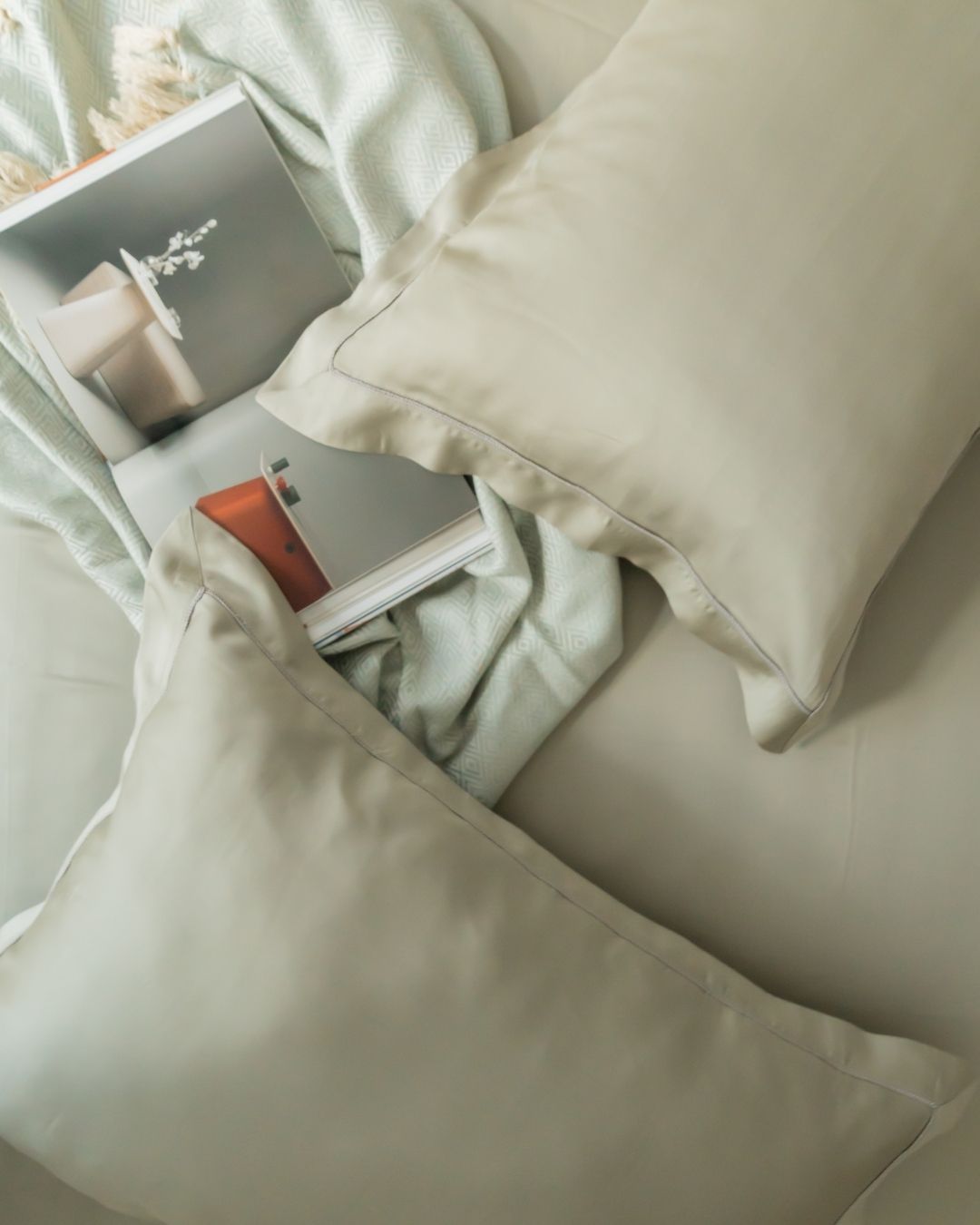 Sadyaska Pistachio Tencel Set with Lace 1 Pcs Bedsheet