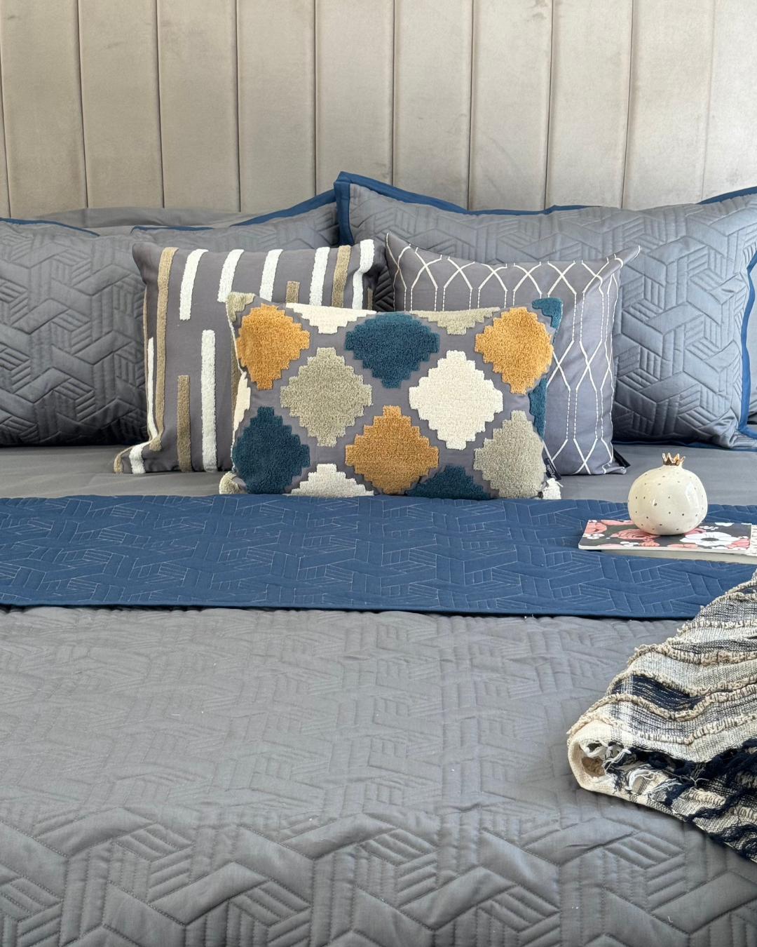 Sadyaska Camille Navy And Dark Grey Cotton Rich Trousseau Set 10 Pcs Product