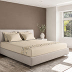 Sansaar by DDdecor Large Bedsheet Set with 2 Pillow Covers - Parkland - White Sand - Embroidered - 1 Pc