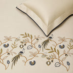 Sansaar by DDdecor Large Bedsheet Set with 2 Pillow Covers - Parkland - White Sand - Embroidered - 1 Pc