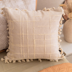 Sadyaska ZENZONE Cotton Embroidered Beige 16" X 16" 1 Pcs Cushion Cover