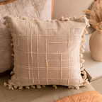 Sadyaska ZENZONE Cotton Embroidered Beige 16" X 16" 1 Pcs Cushion Cover