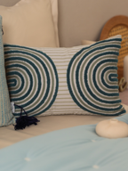 Sadyaska Muse Pearl Grey Cotton Embroidered 12" X 18" 1 Pcs Cushion Cover