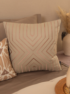 Sadyaska Nessel Beige Cotton Embroidered 16" X 16" 1 Pcs Cushion Cover