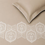 Sansaar by D'Decor Large Bedsheet Set with 2 Pillow Covers - Paros - Cloud Grey - Embroidered - 1 Pc