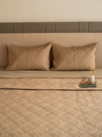 Sadyaska Isla Champagne Gold Velvet Set 1 Pcs Bedspread