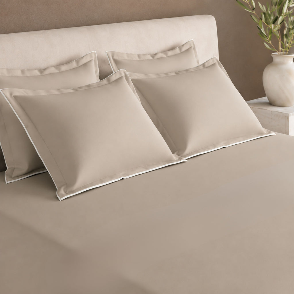 Sansaar by D'Decor Large Bedsheet Set with 2 Pillow Covers - Paros - Cloud Grey - Embroidered - 1 Pc