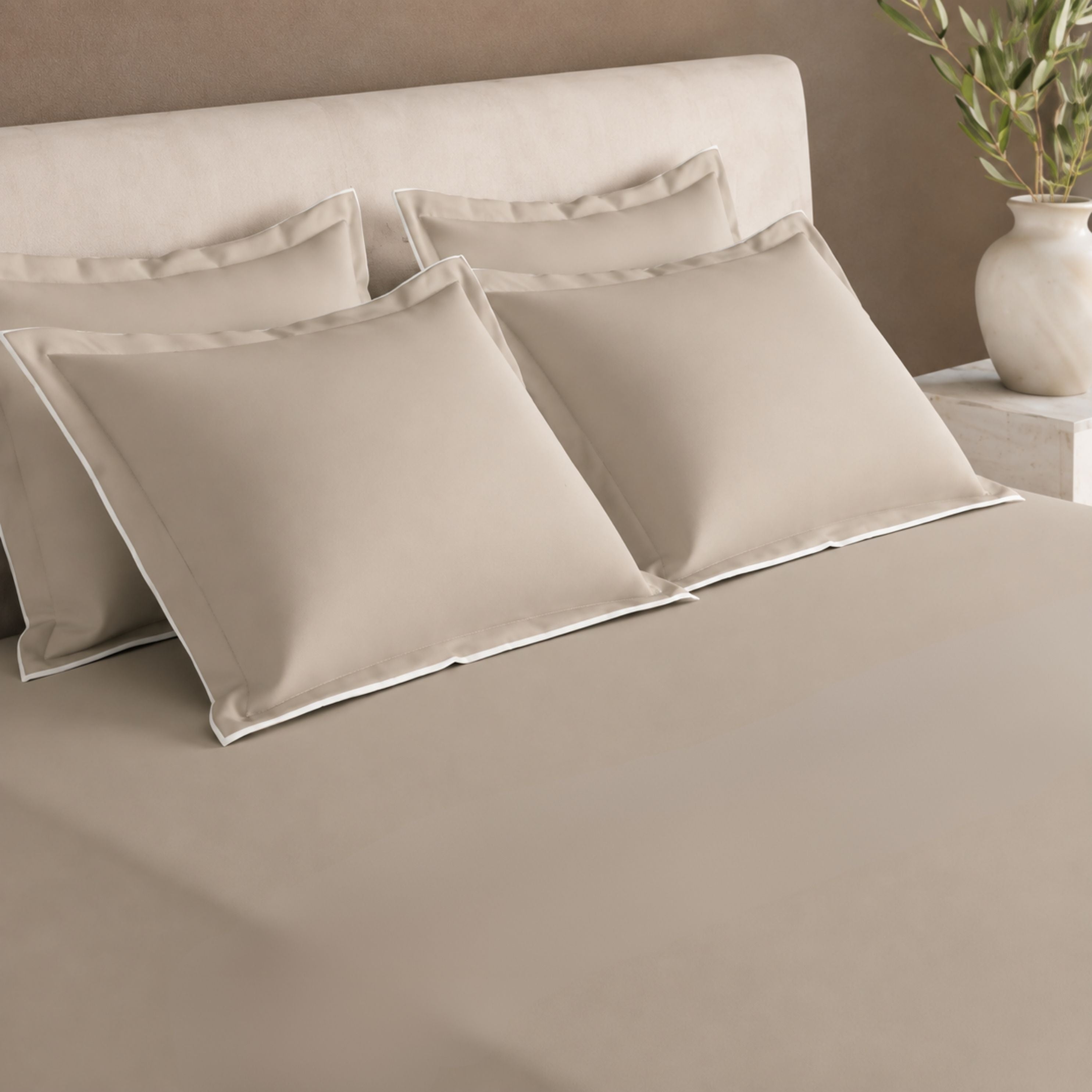 Sansaar by D'Decor Large Bedsheet Set with 2 Pillow Covers - Paros - Cloud Grey - Embroidered - 1 Pc