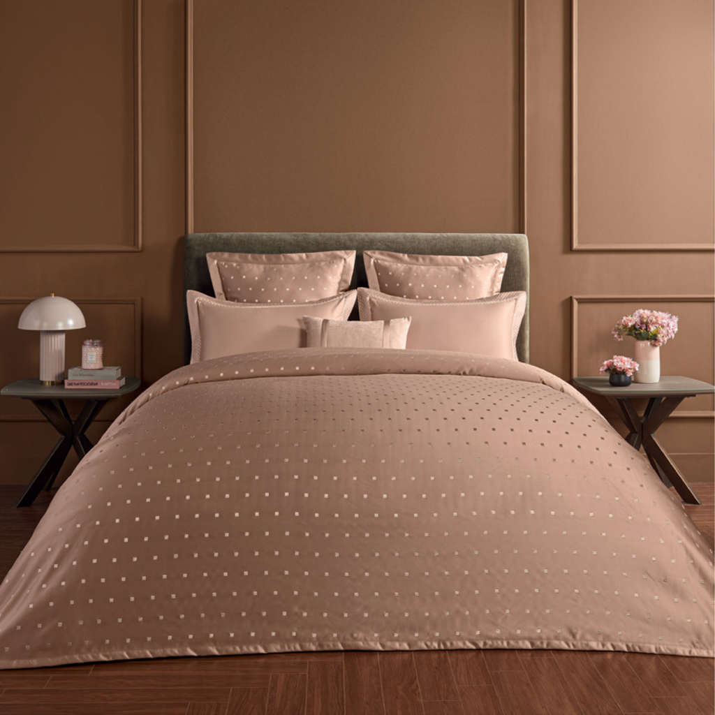 D'Decor Luxor Sanders Latte Super Premium 6-Piece Bedding Gift Set | 800 TC Cotton Sateen & Monotone Embroidered Quilted Bed Cover | LX01 Latte