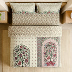 Spaces Shubha Kalamkari Sylvian Green Traditional Ethnic 300TC Cotton Super King Bed Sheet Set | 1085762 Sylvian Green