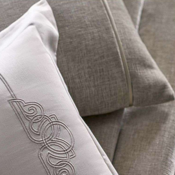D'Decor Celestia Silver Luxury Bedding Set | Premium Chenille Bed Cover & Embroidered 210 TC Cotton Bedsheet | Oralis CE02 Silver