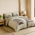 Spaces Shubha Kalamkari Sylvian Green Traditional Ethnic 300TC Cotton Super King Bed Sheet Set | 1085762 Sylvian Green
