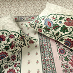 Spaces Shubha Kalamkari Sylvian Green Traditional Ethnic 300TC Cotton Super King Bed Sheet Set | 1085762 Sylvian Green