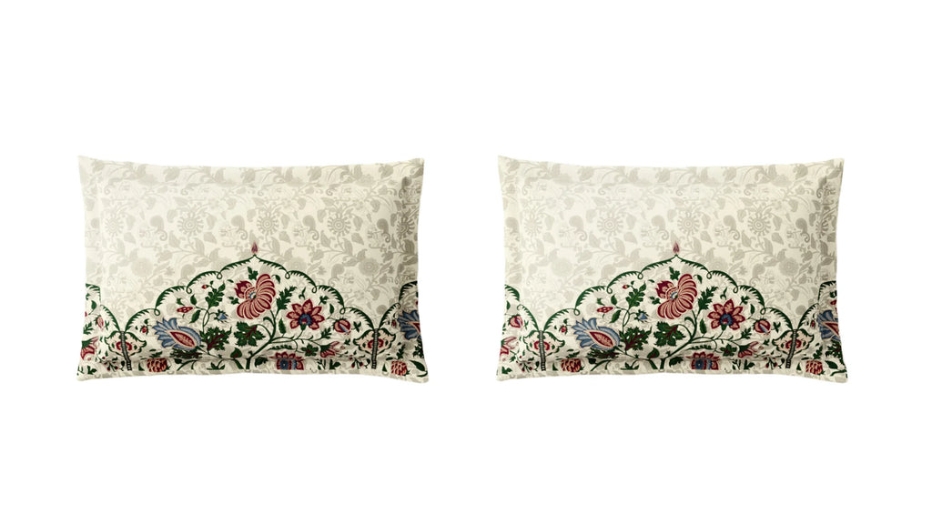 Spaces Shubha Kalamkari Sylvian Green Traditional Ethnic 300TC Cotton Super King Bed Sheet Set | 1085762 Sylvian Green