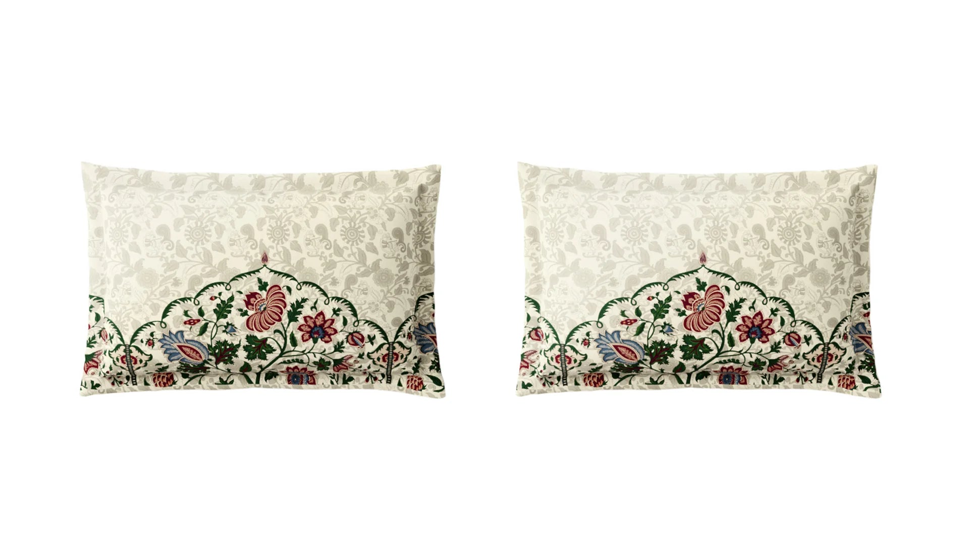 Spaces Shubha Kalamkari Sylvian Green Traditional Ethnic 300TC Cotton Super King Bed Sheet Set | 1085762 Sylvian Green