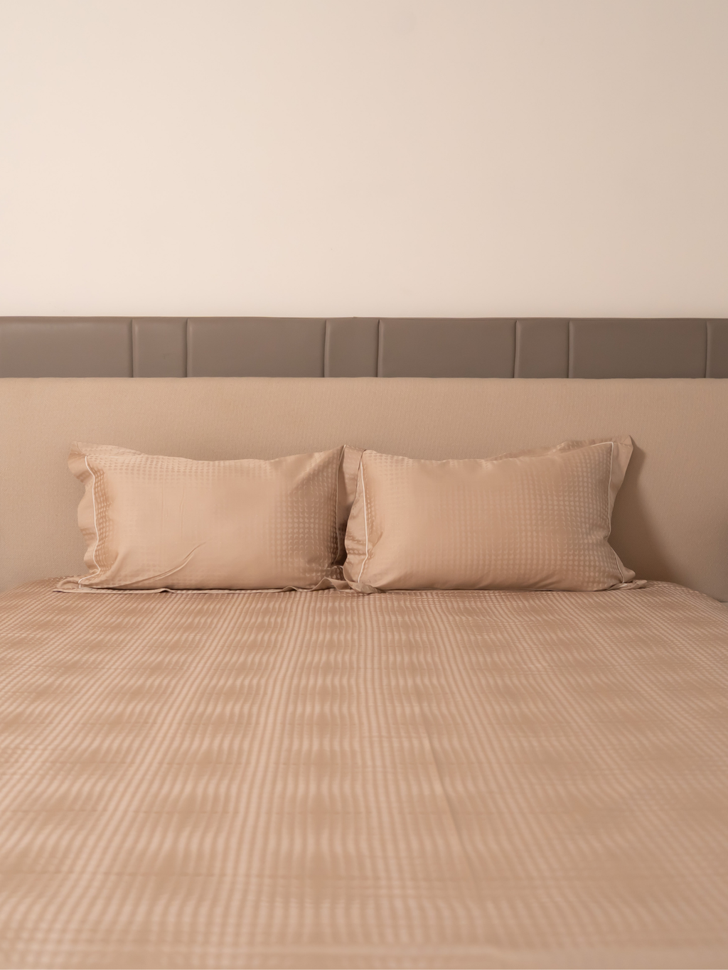 Sadyaska Biscotti Beige Premium Tencel Jacquard Set with Lace 1 Pcs Bedsheet