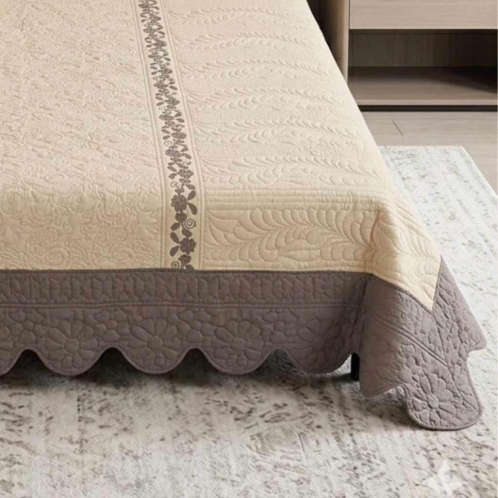 TIMA Angel 5PC Bedcover | Muted Taupe & Cream Quilted Set