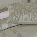 D'Decor Luxor Estella Silver Luxury 6-Piece Bedding Gift Set | 800 TC Cotton Sateen Bedsheet & Embroidered Bed Cover | LX02 Silver