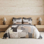 D'Decor Wabi Sabi Solaire Gilded Beige Abstract Digitally Printed 5-Piece Double Bedsheet Set | WS04 Solaire Gilded Beige