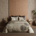 D'Decor African Vibes Tribaluxe Flint Grey Abstract Digitally Printed 5-Piece Double Bedsheet Set | AV04 Flint Grey
