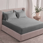 D'Decor Pearl Miraan Vapor Blue Super Premium 5-Piece Bedsheet Set | 1000 TC Cotton Sateen with Elegant Embroidery | PE02 Vapor Blue