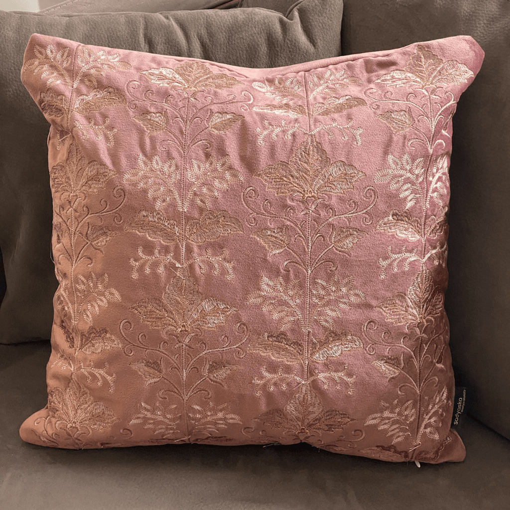 Sadyaska Decorative Fern Blush Velvet 16x16 1 Pcs Cushion Cover