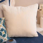 Sadyaska Decorative Dash Ivory Velvet 16x16 1 Pcs Cushion Cover