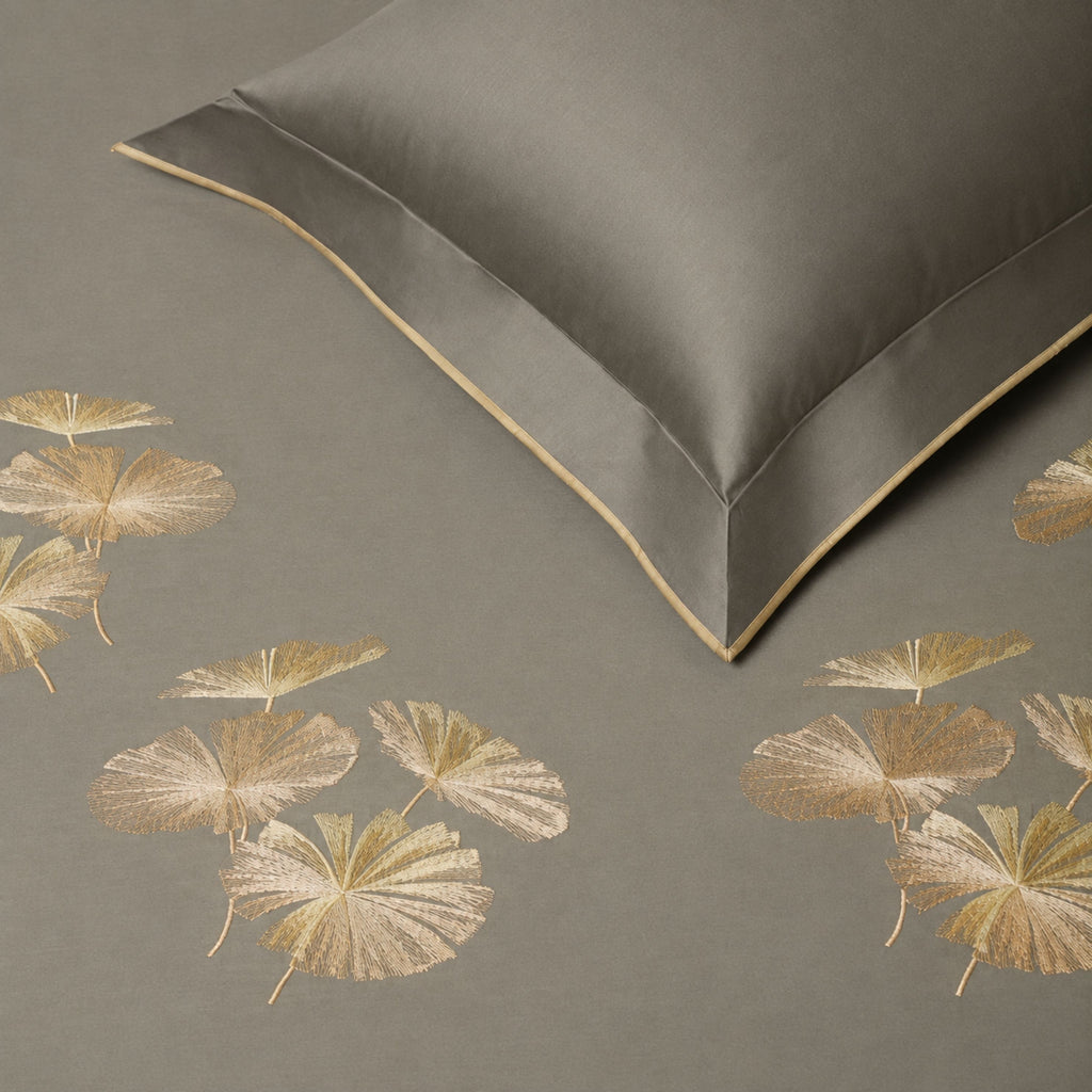 Sansaar by D'Decor Large Bedsheet Set with 2 Pillow Covers - Ginkgo - Elephant Skin - Embroidered - 1 Pc