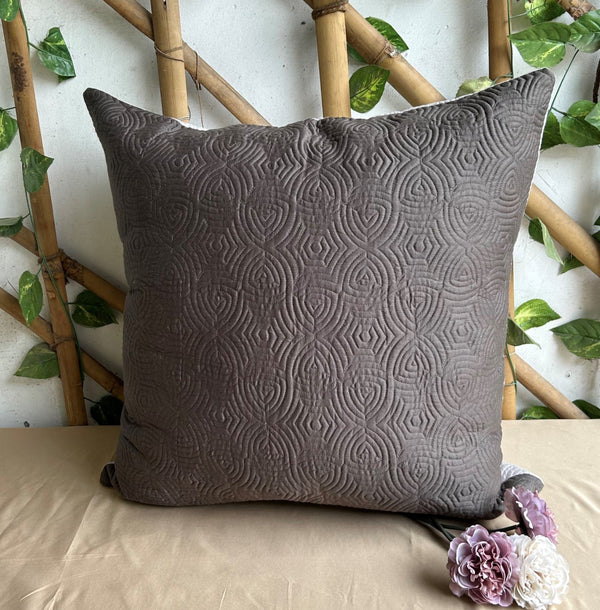 Sadyaska Dark Grey and Grey Quilted Reversible Cotton 1 Pcs Euro Sham