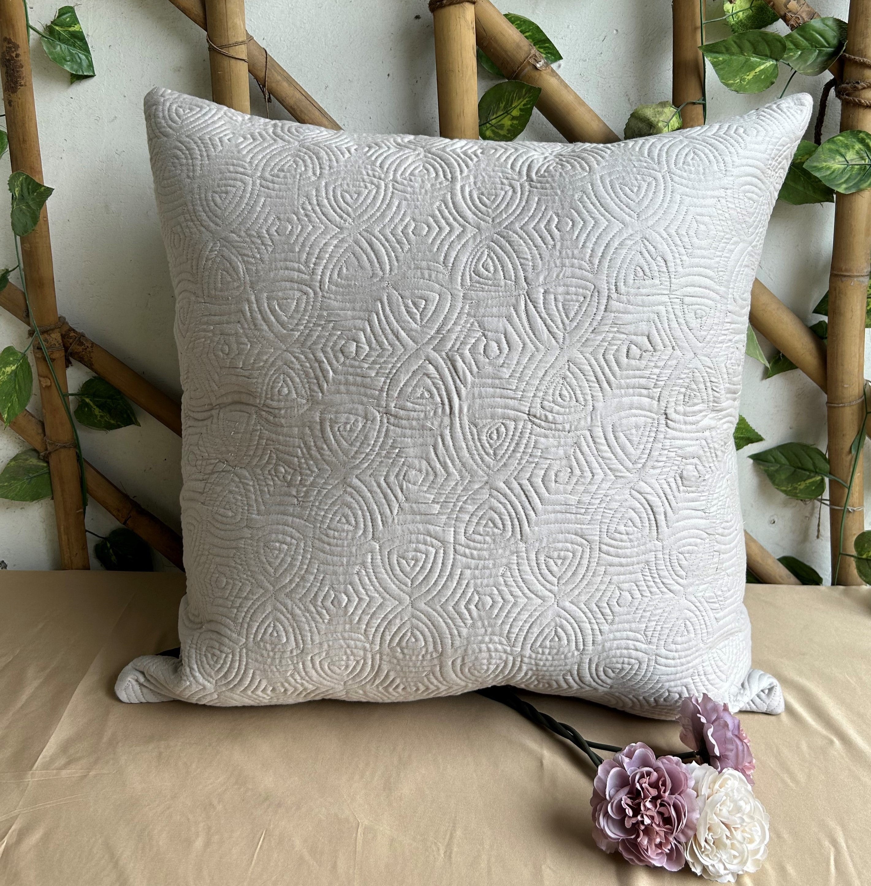 Sadyaska Dark Grey and Grey Quilted Reversible Cotton 1 Pcs Euro Sham