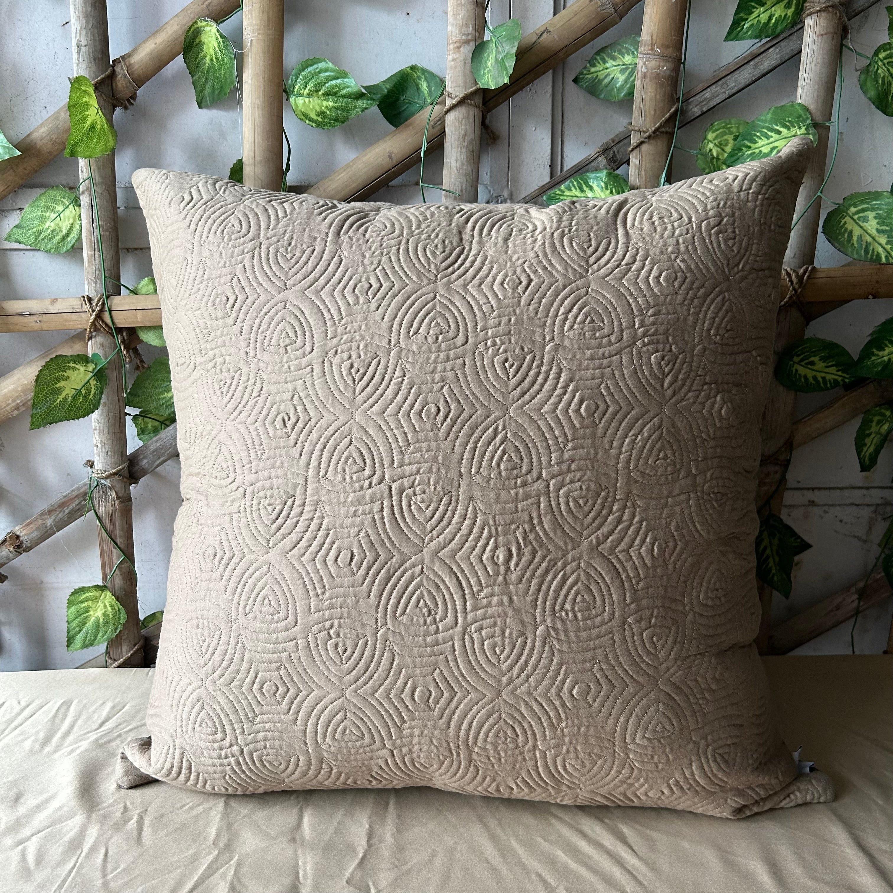 Sadyaska Khaki and Hazel Beige Quilted Reversible Cotton 1 Pcs Euro Sham