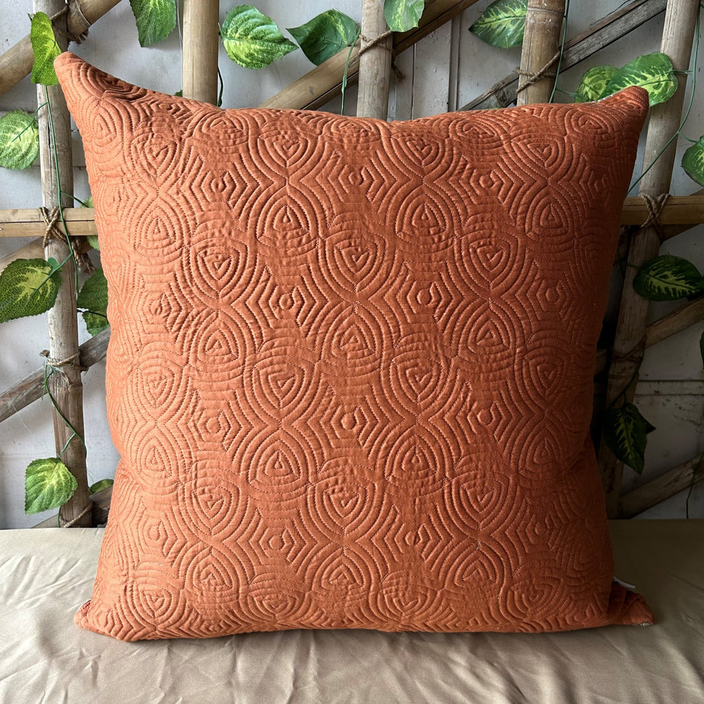 Sadyaska Rust and Hazel Beige Quilted Reversible Cotton 1 Pcs Euro Sham
