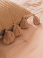Sadyaska Pristine Oats Beige Textured Woven with Tassels 12" X 24" 1 Pcs Cushion Cover