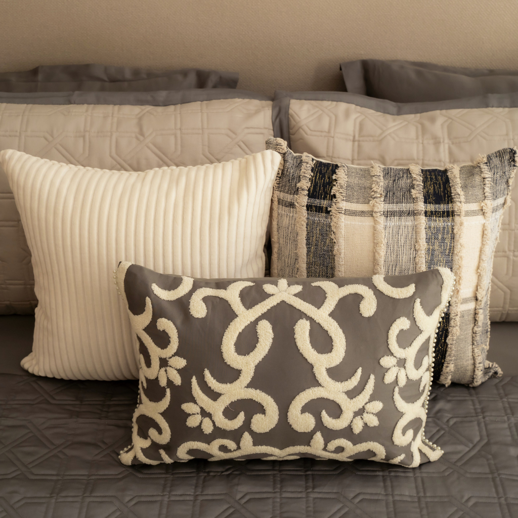 Sadyaska Glace Elephant Grey Cotton Embroidered (Size : 12"X18") 1 Pcs Cushion Cover