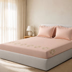 Sansaar by D'Decor Large Bedsheet Set with 2 Pillow Covers - Lilium - Candy Heart - Embroidered - 1 Pc