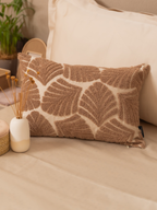 Sadyaska Kama Oats Beige Cotton Embroidered 12" X 18" 1 Pcs Cushion Cover