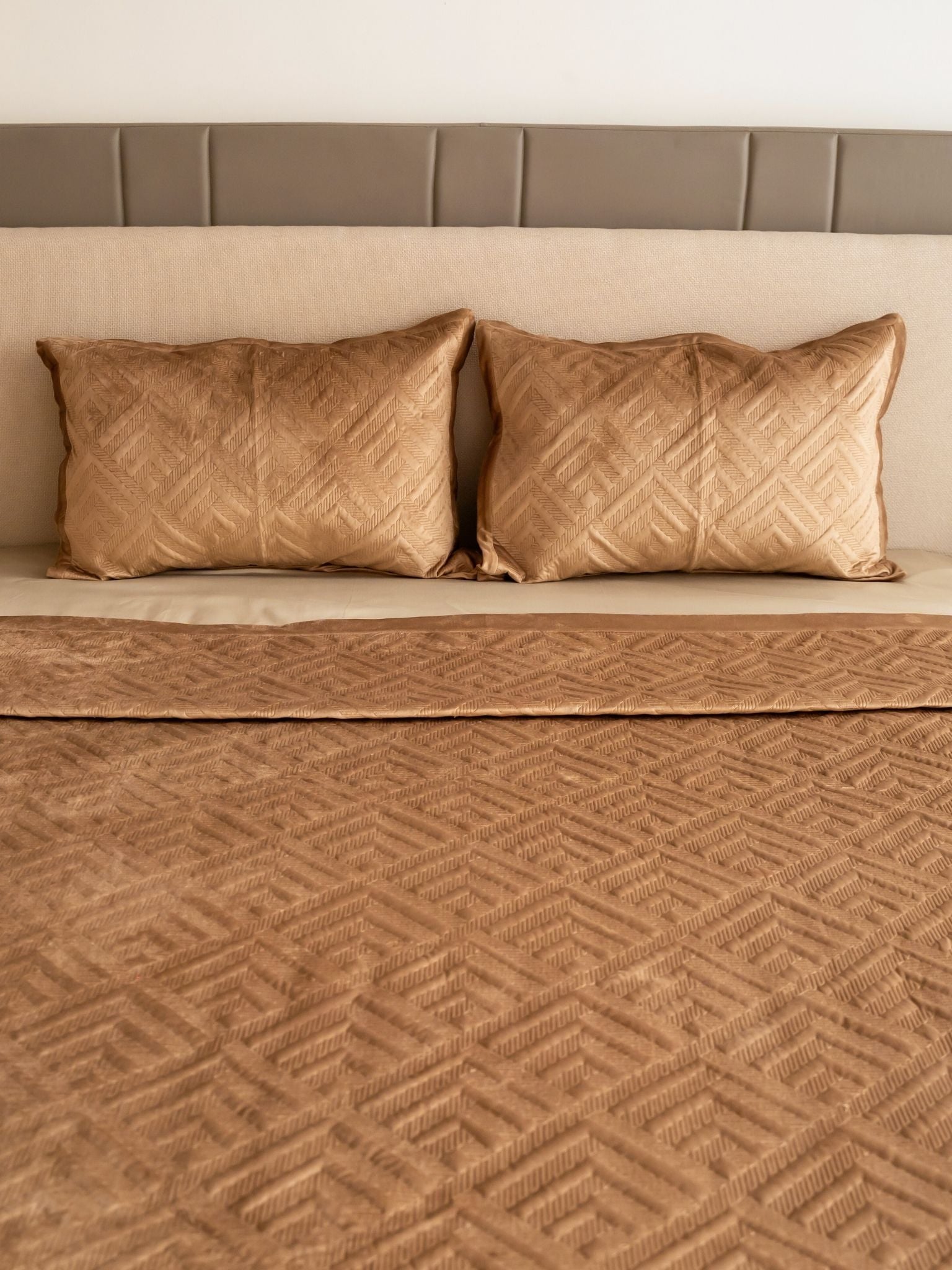 Sadyaska Seoul Camel Velvet Set 1 Pcs Bedspread