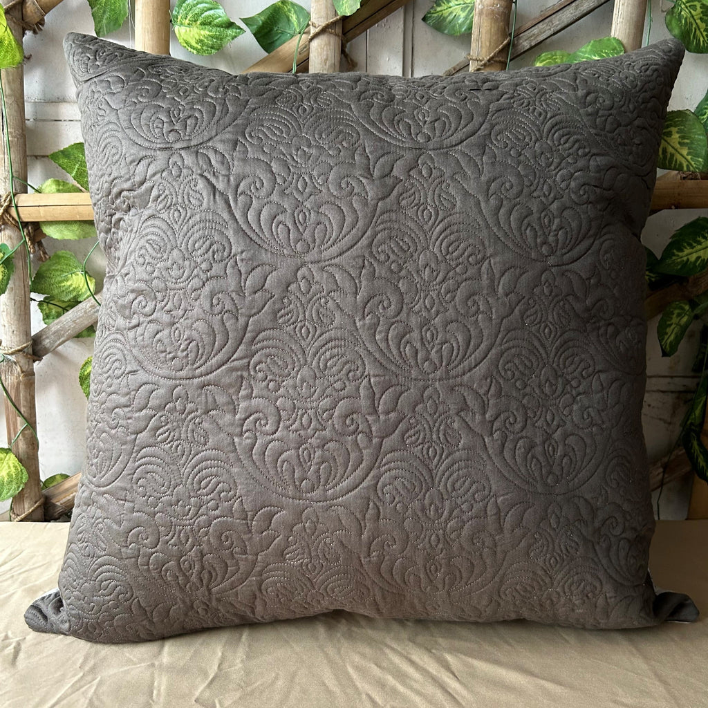 Sadyaska Dark Grey and Grey Quilted Reversible Cotton 1 Pcs Euro Sham
