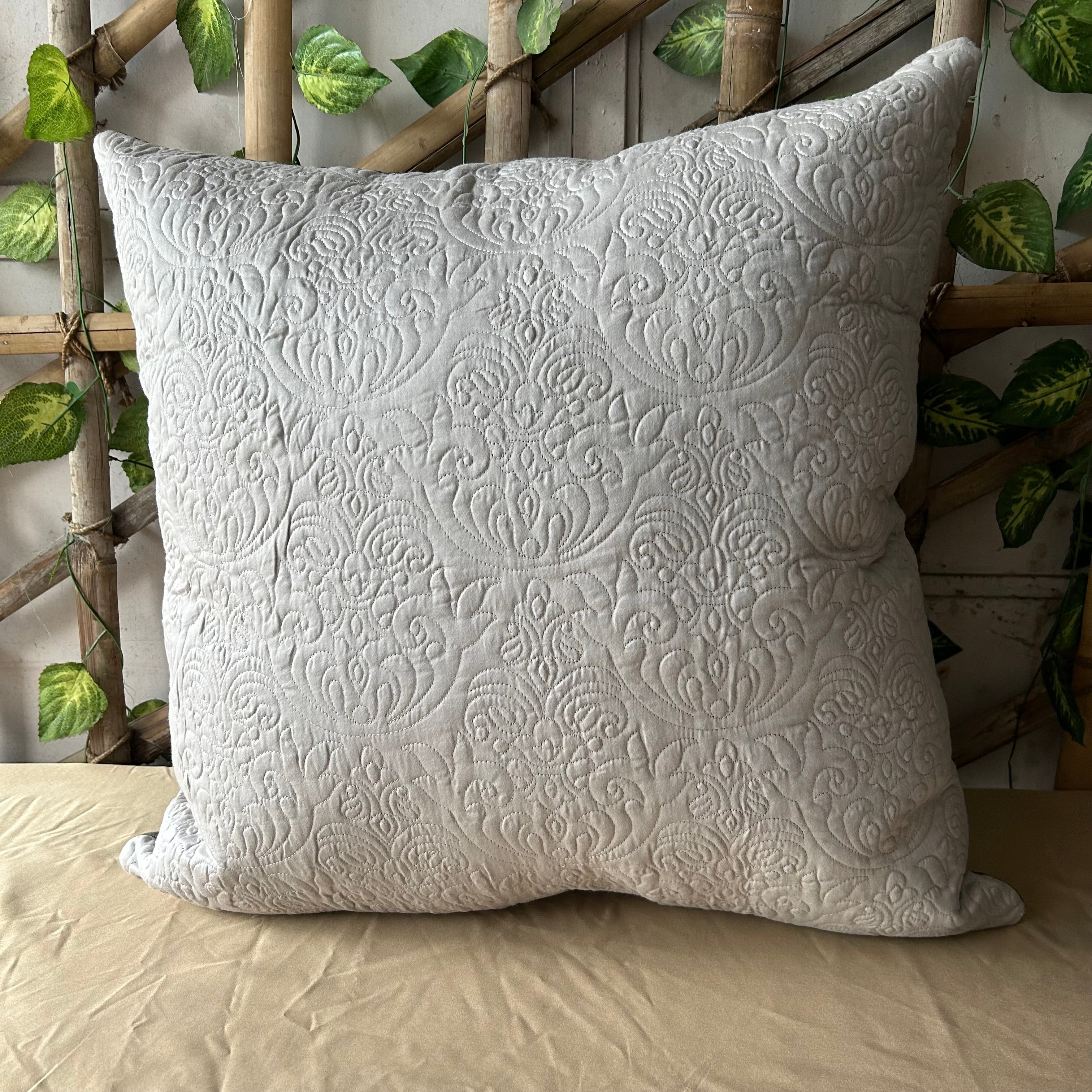 Sadyaska Dark Grey and Grey Quilted Reversible Cotton 1 Pcs Euro Sham