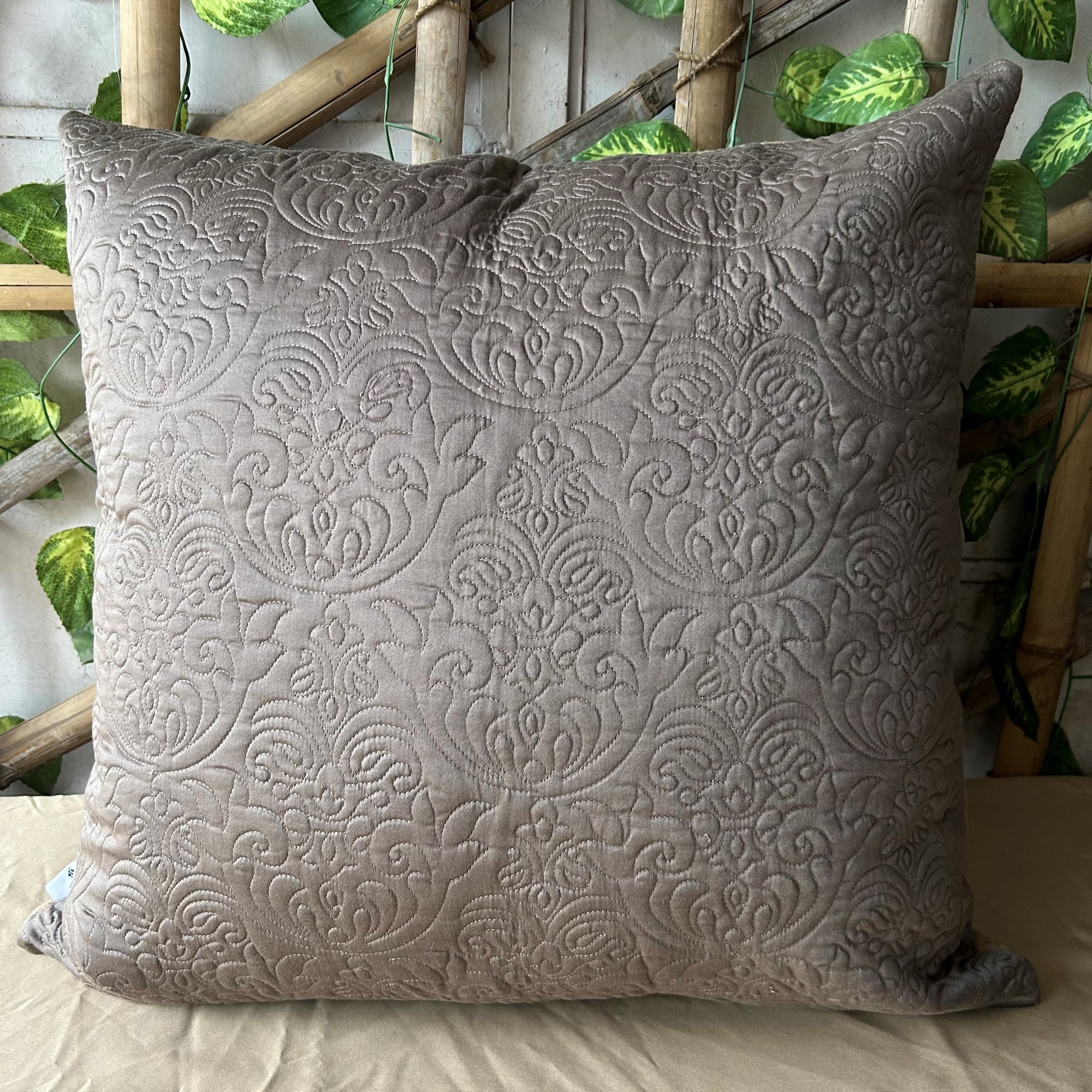 Sadyaska Khaki and Hazel Beige Quilted Reversible Cotton 1 Pcs Euro Sham