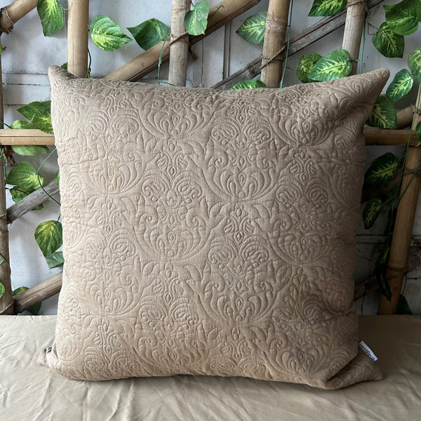 Sadyaska Khaki and Hazel Beige Quilted Reversible Cotton 1 Pcs Euro Sham