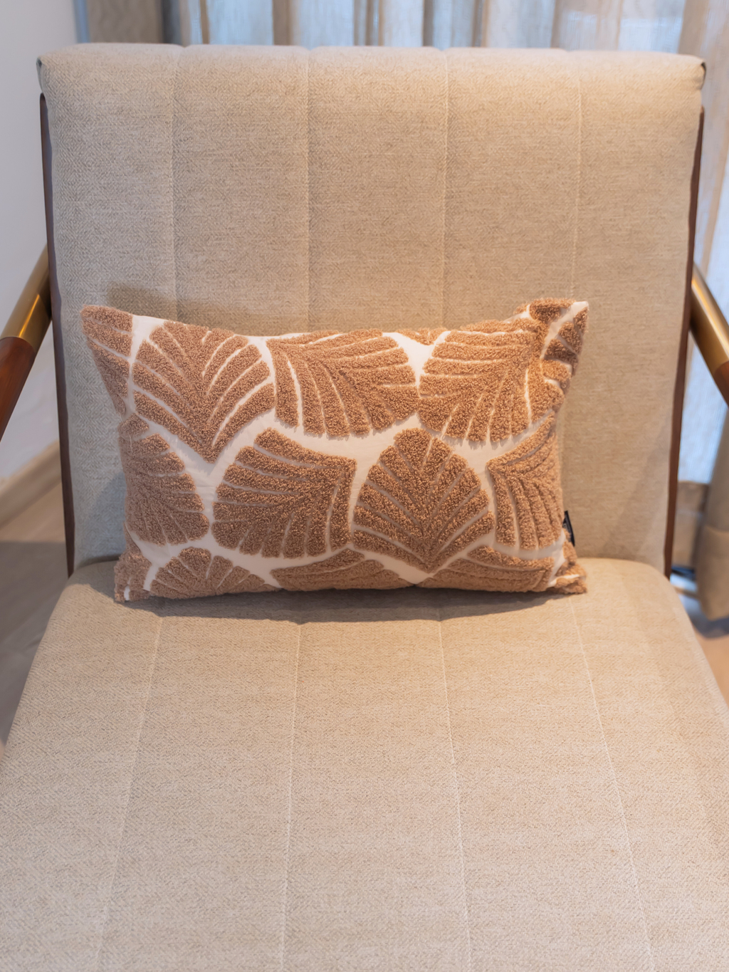 Sadyaska Kama Oats Beige Cotton Embroidered 12" X 18" 1 Pcs Cushion Cover