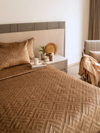 Sadyaska Seoul Camel Velvet Set 1 Pcs Bedspread