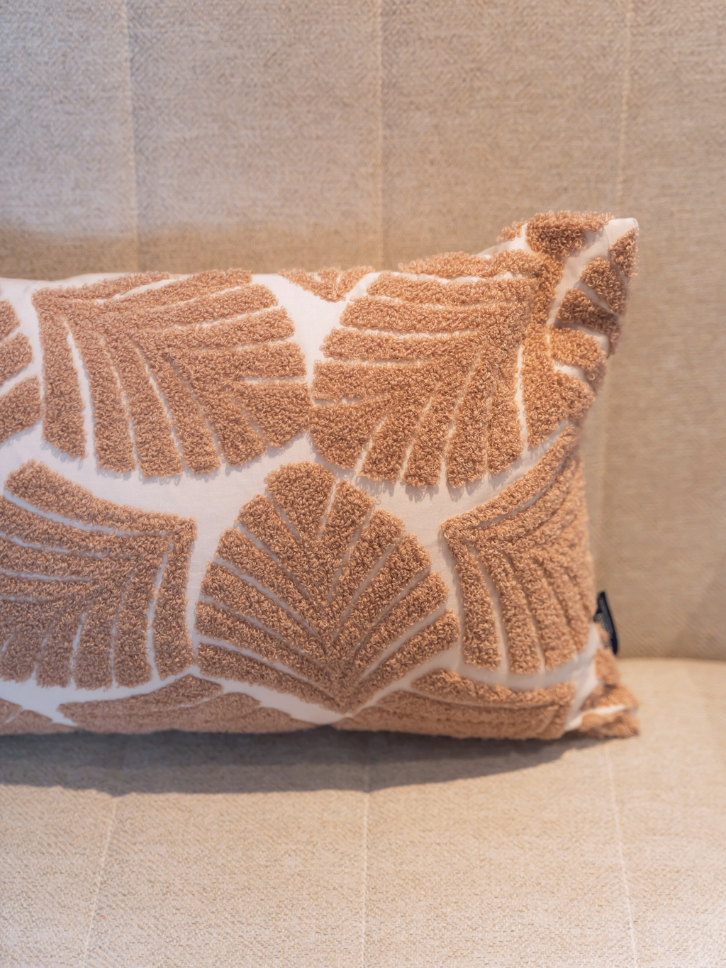 Sadyaska Kama Oats Beige Cotton Embroidered 12" X 18" 1 Pcs Cushion Cover