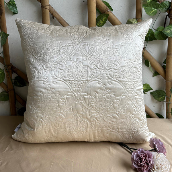 Sadyaska Ivory Quilted Reversible Faux Silk 1 Pcs Euro Sham