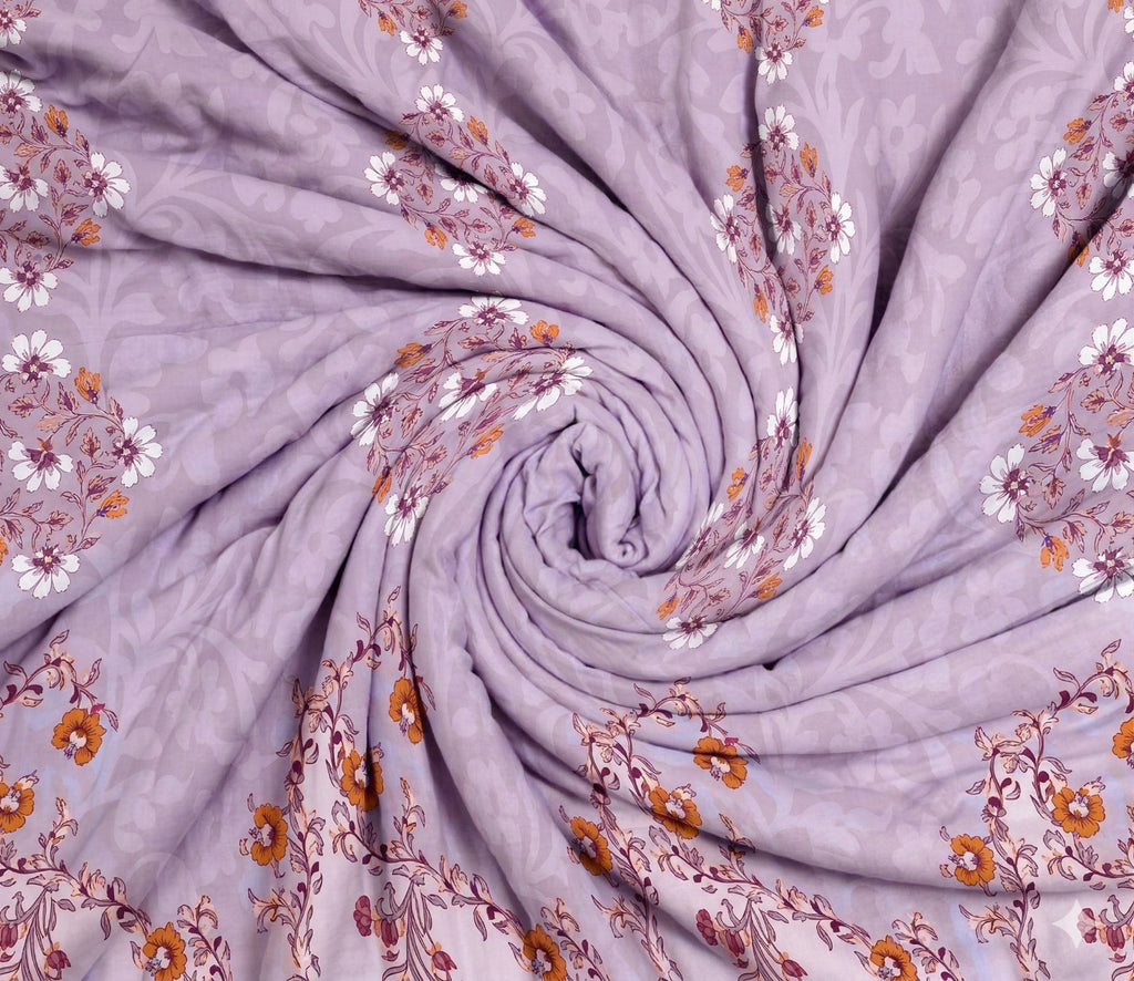 Spaces Shubha Papier Mâché Lavender Fogg Traditional 3-Dimensional Art 300TC Cotton Super King Bed Sheet Set | 1085770 Lavender Fogg