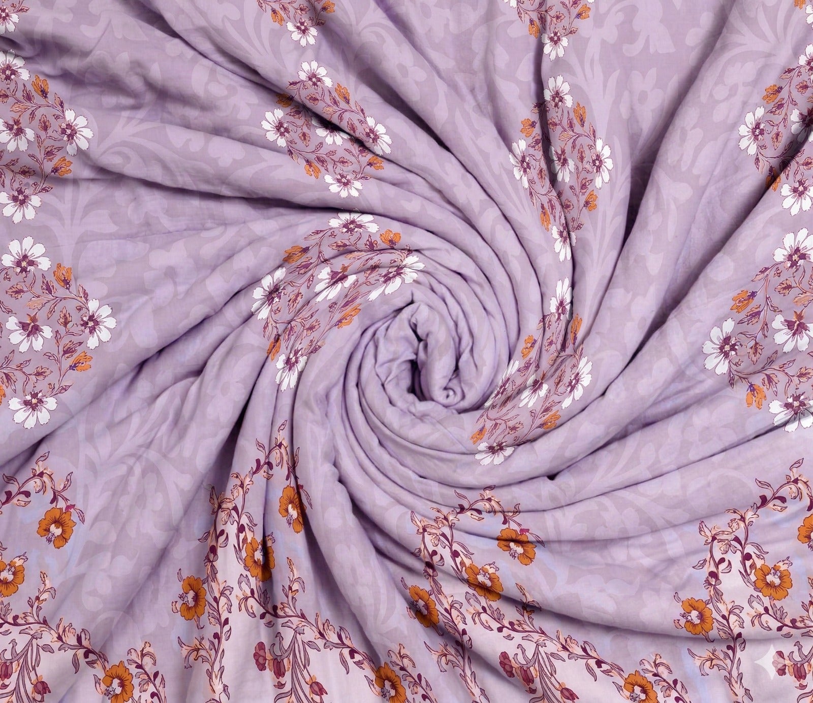 Spaces Shubha Papier Mâché Lavender Fogg Traditional 3-Dimensional Art 300TC Cotton Super King Bed Sheet Set | 1085770 Lavender Fogg
