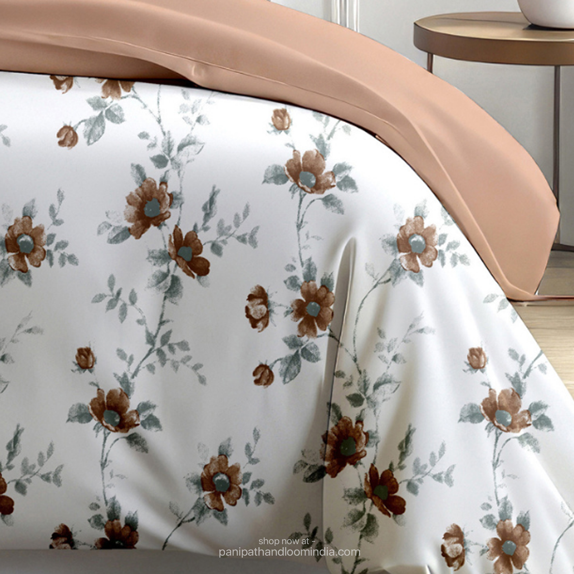 Linsdon Home House of Whites Botanical Grace | Sage Green Digitally Printed 100% Cotton King Bedsheet Set