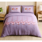 Spaces Shubha Papier Mâché Lavender Fogg Traditional 3-Dimensional Art 300TC Cotton Super King Bed Sheet Set | 1085770 Lavender Fogg